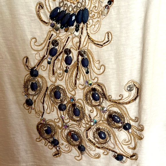 🆕 Chico’s Peacock Bling smooth scoop top, 3/4 sleeve in ecru - Picture 5 of 9